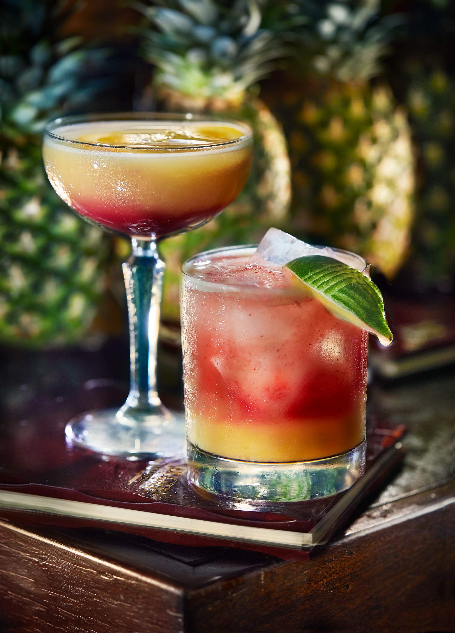 Agave Punch and BahiaBreeze  with Patron Tequila, pineapple, cranberry, orange, lemon and red port
