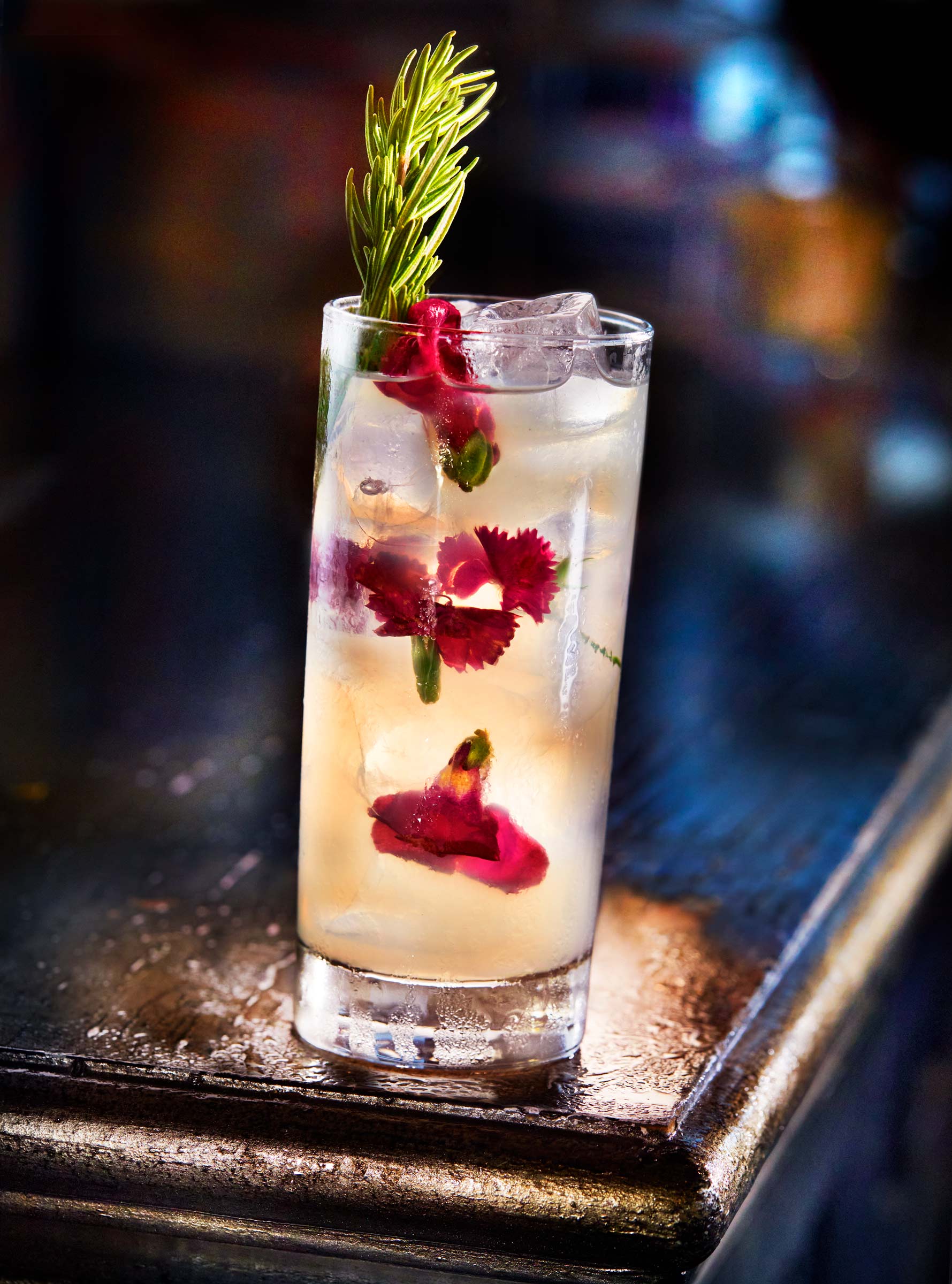 Gimme Fuel, Gimme Fire, Gimme Reba McEntire-Ketel One Cucumber/Mint vodka,  lime juice, simple syrup and garnish with rosemary, edible flowers, and mint sprig. 