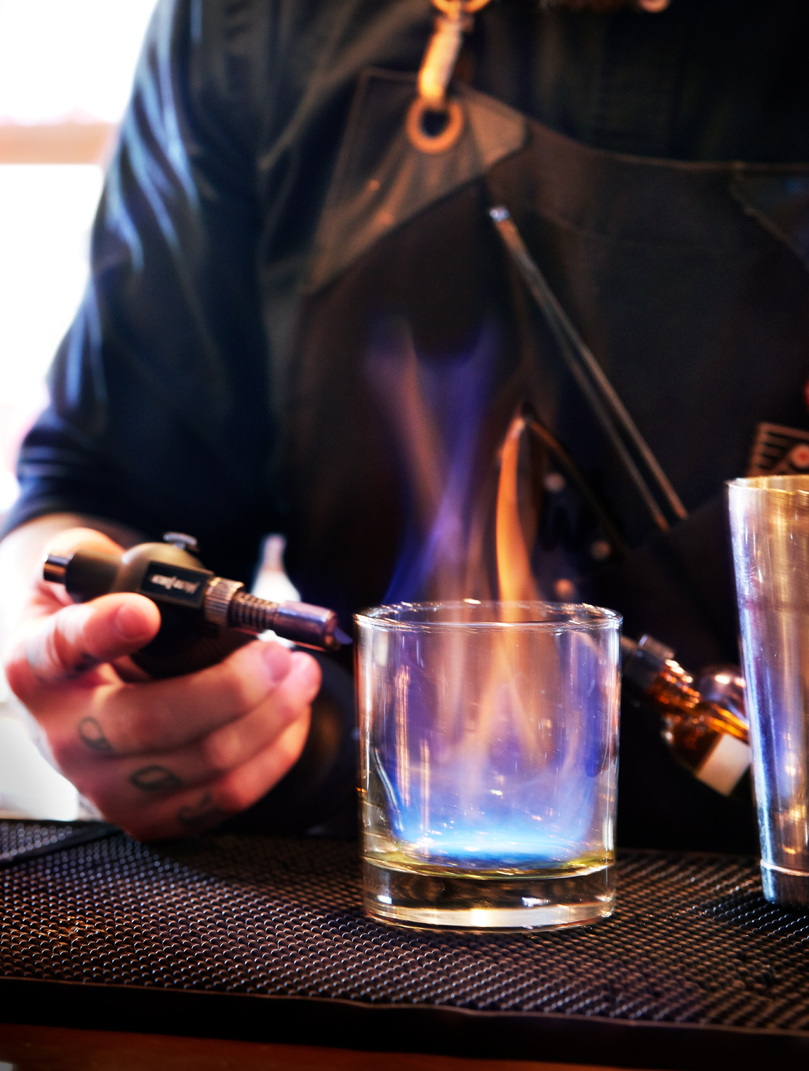Flaming Cocktail at Sinema Restaurant in Nashville Tennessee