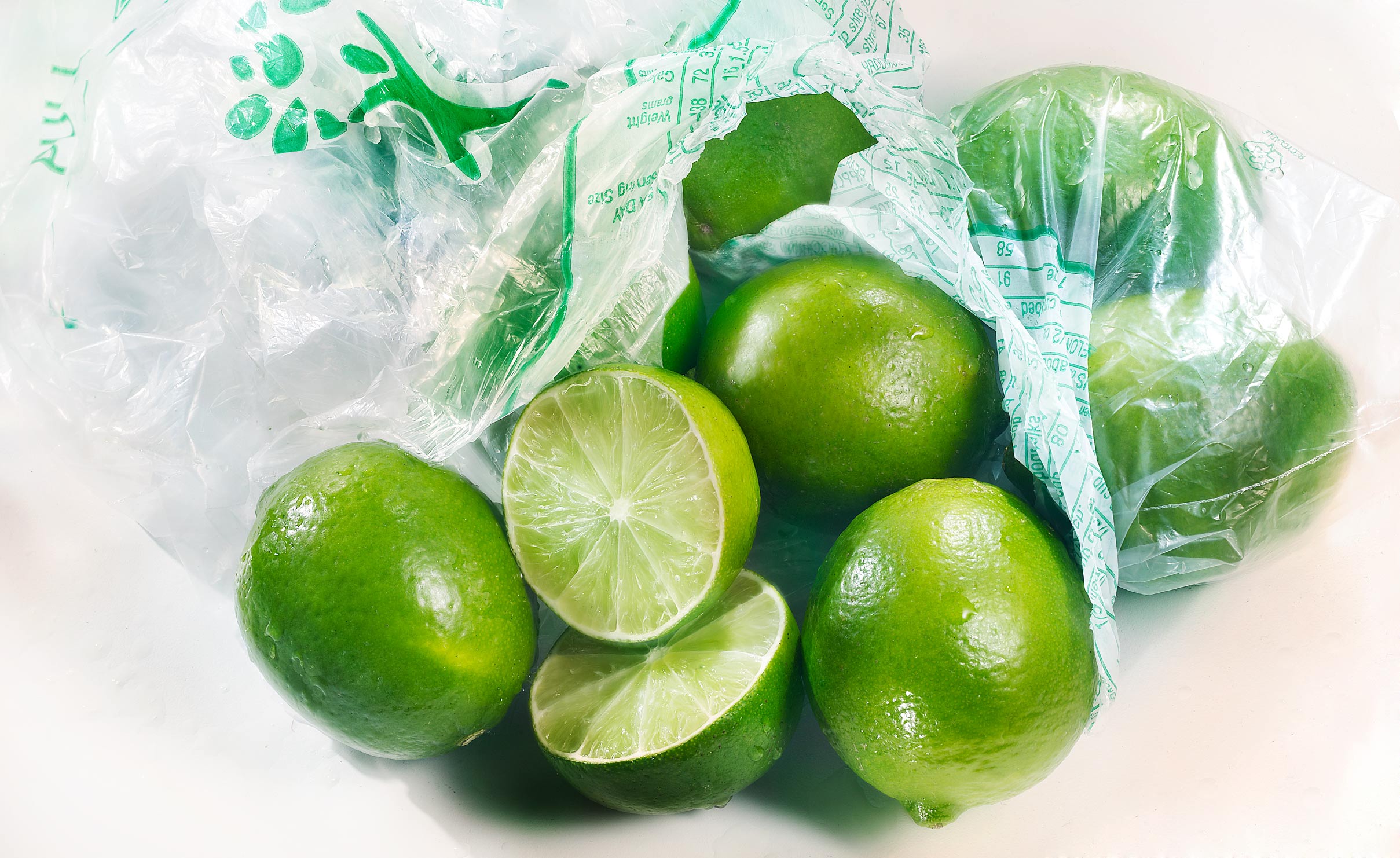 Limes in grocery bag