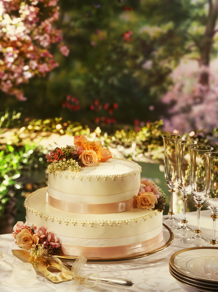 Two tiered Wedding Cake photographed for Food and Wine magazine